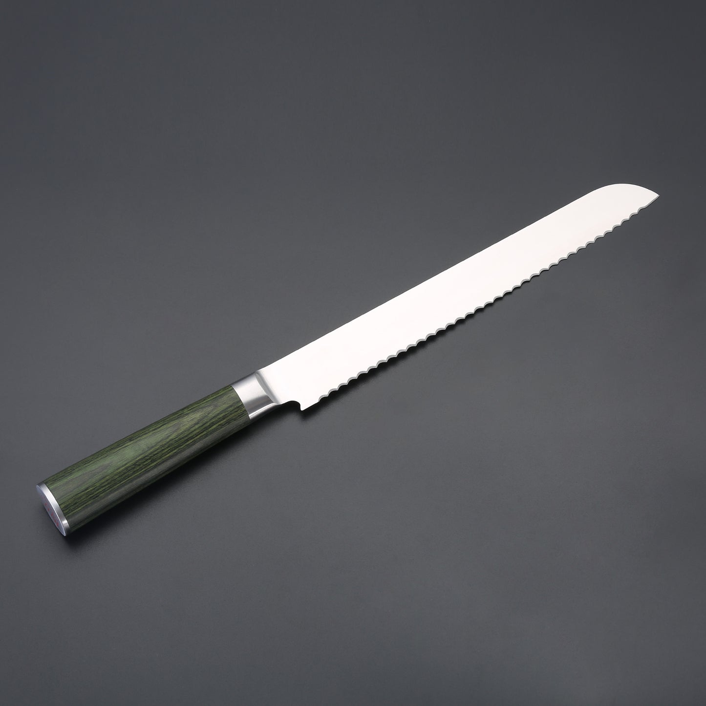 Miyazaki Kodawari Brotmesser 9 inch, Griff aus Pakkaholz grün