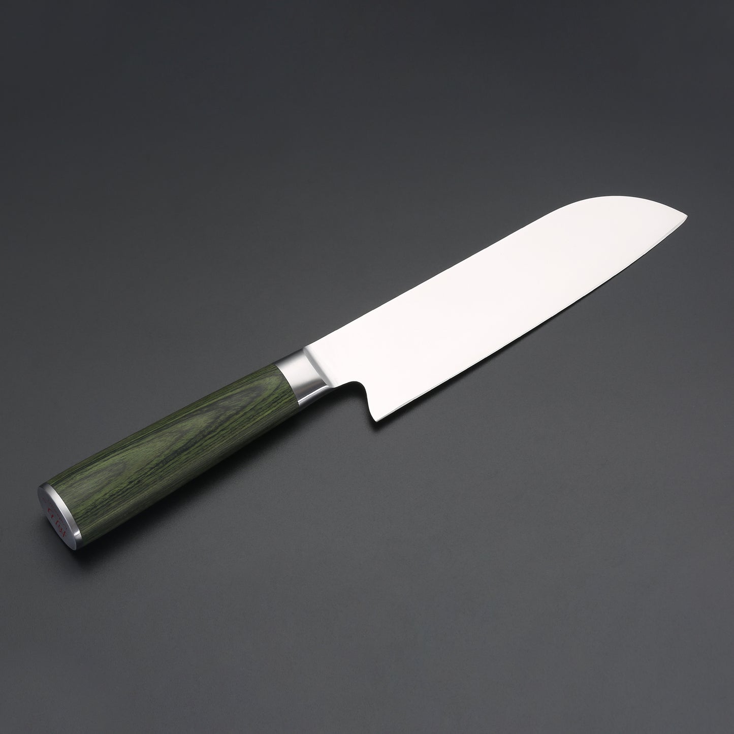 Miyazaki Kodawari Santokumesser 7 inch, Griff aus Pakkaholz grün