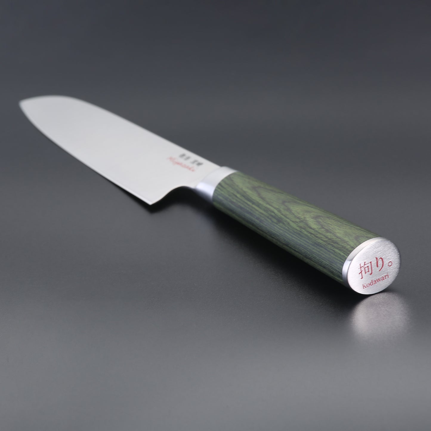 Miyazaki Kodawari Santokumesser 7 inch, Griff aus Pakkaholz grün