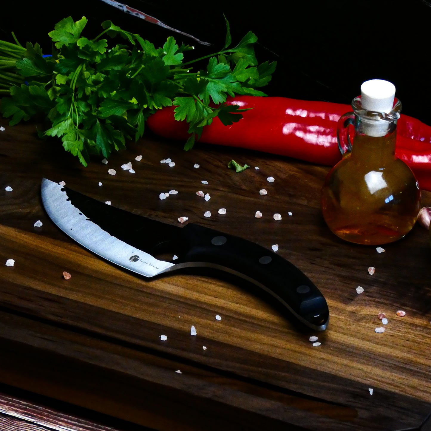 IZUMI ICHIAGO Outdoor Küchenmesser , Griff aus schwarzen Pakkaholz