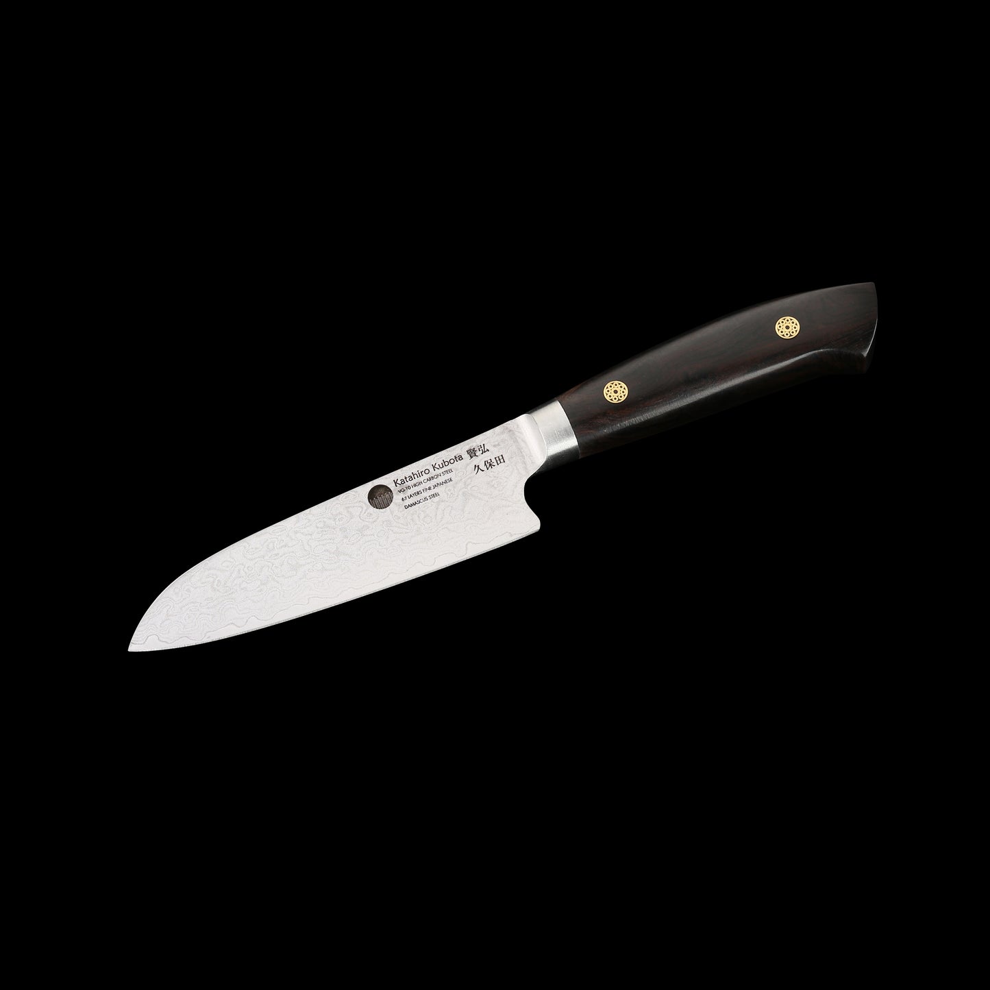 KATAHIRO KUBOTA Sense 3tlg. Santokumesser-set aus Damast und Ebenholzgriff