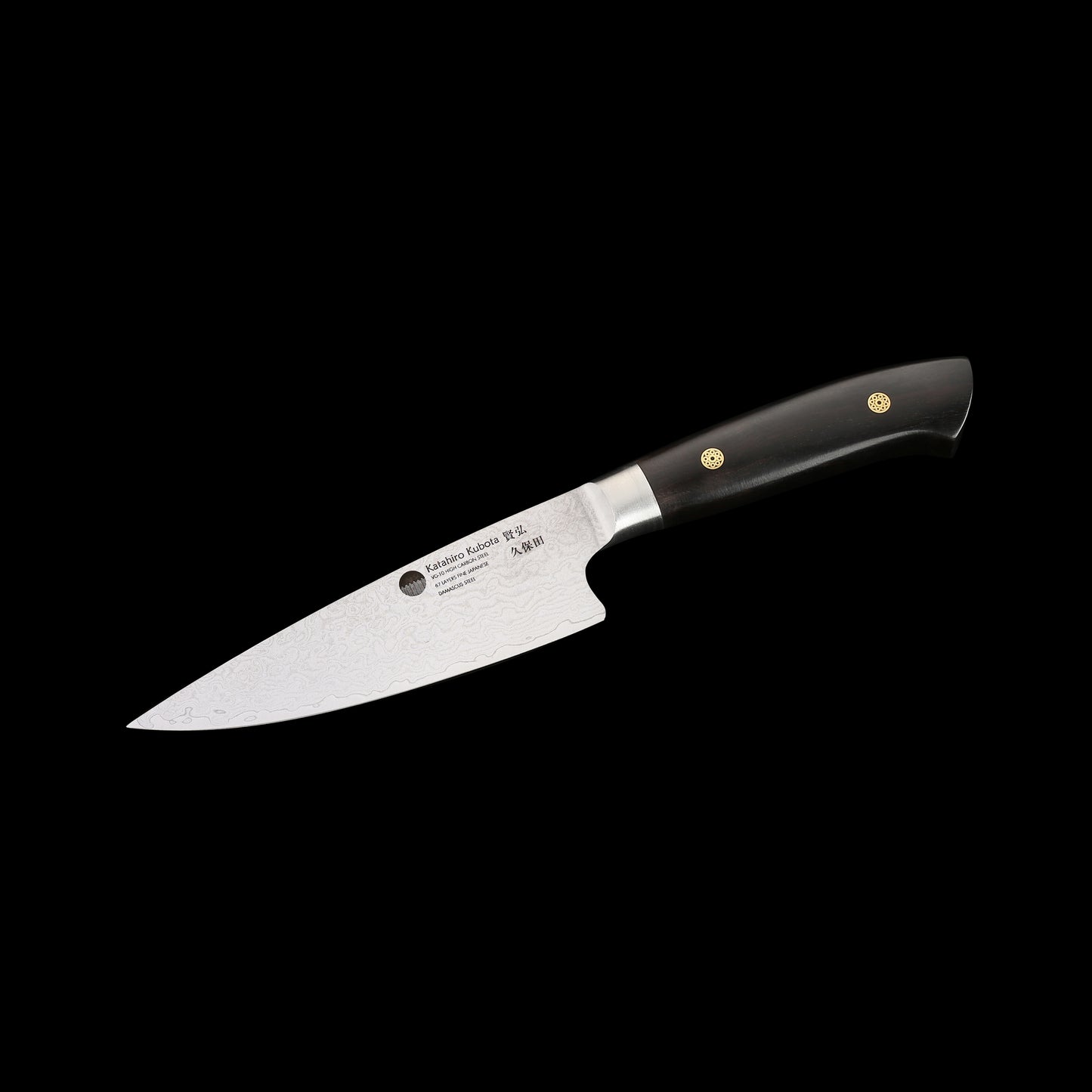 KATAHIRO KUBOTA Sense 3tlg. Koch-/Santokumesser-set aus Damast und Ebenholzgriff