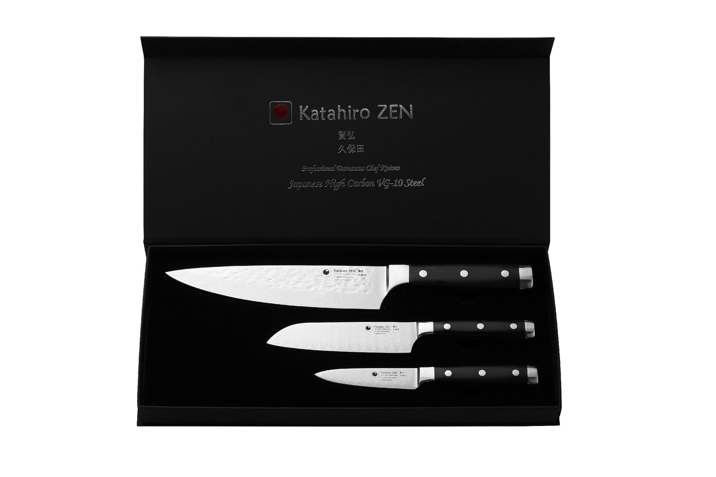 KATAHIRO ZEN 3 er Kochmessers Hammerschlag Set